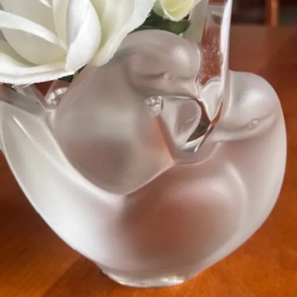 VINTAGE Lalique France Crystal Vase Figurine Frosted Glass Sylvie Doves - Picture 6 of 15